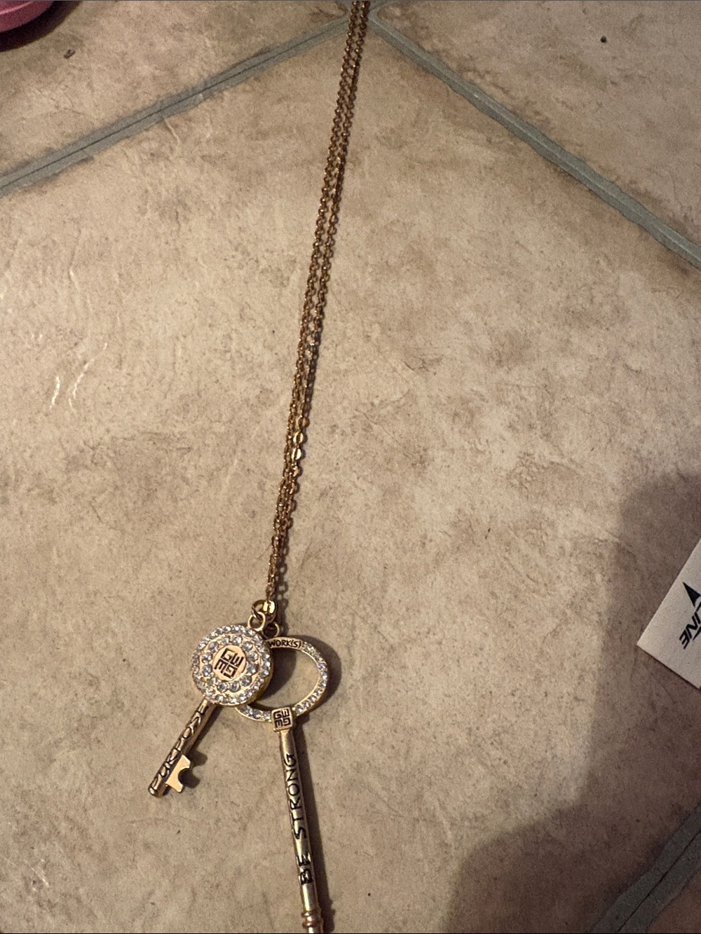Gold Key Pendant Necklace with Crystal Accents